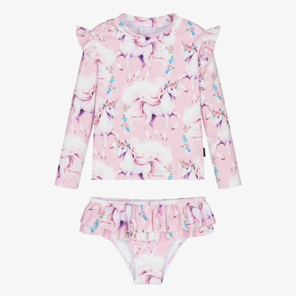 Rock Your Baby - Girls Pink Unicorn Tankini (UPF50+) | Childrensalon