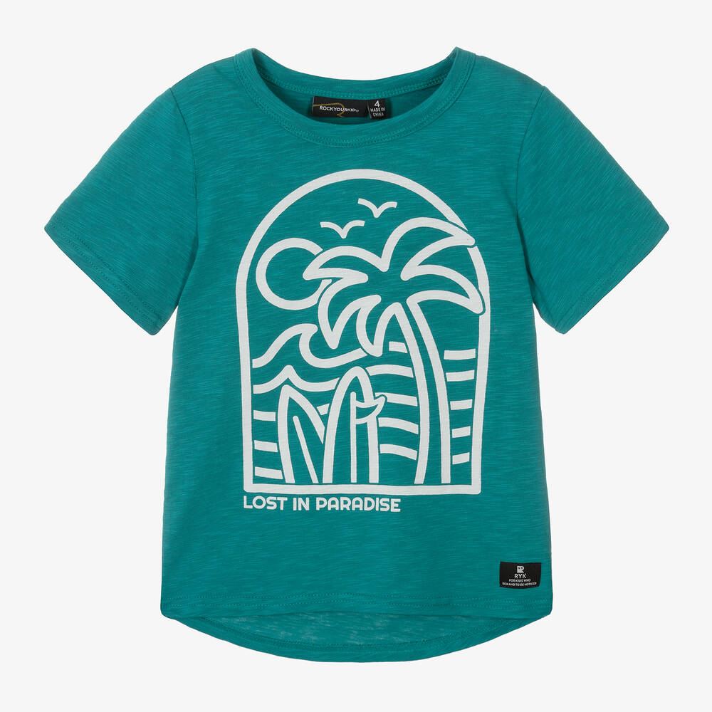 Rock Your Baby - Зеленая хлопковая футболка Lost In Paradise | Childrensalon
