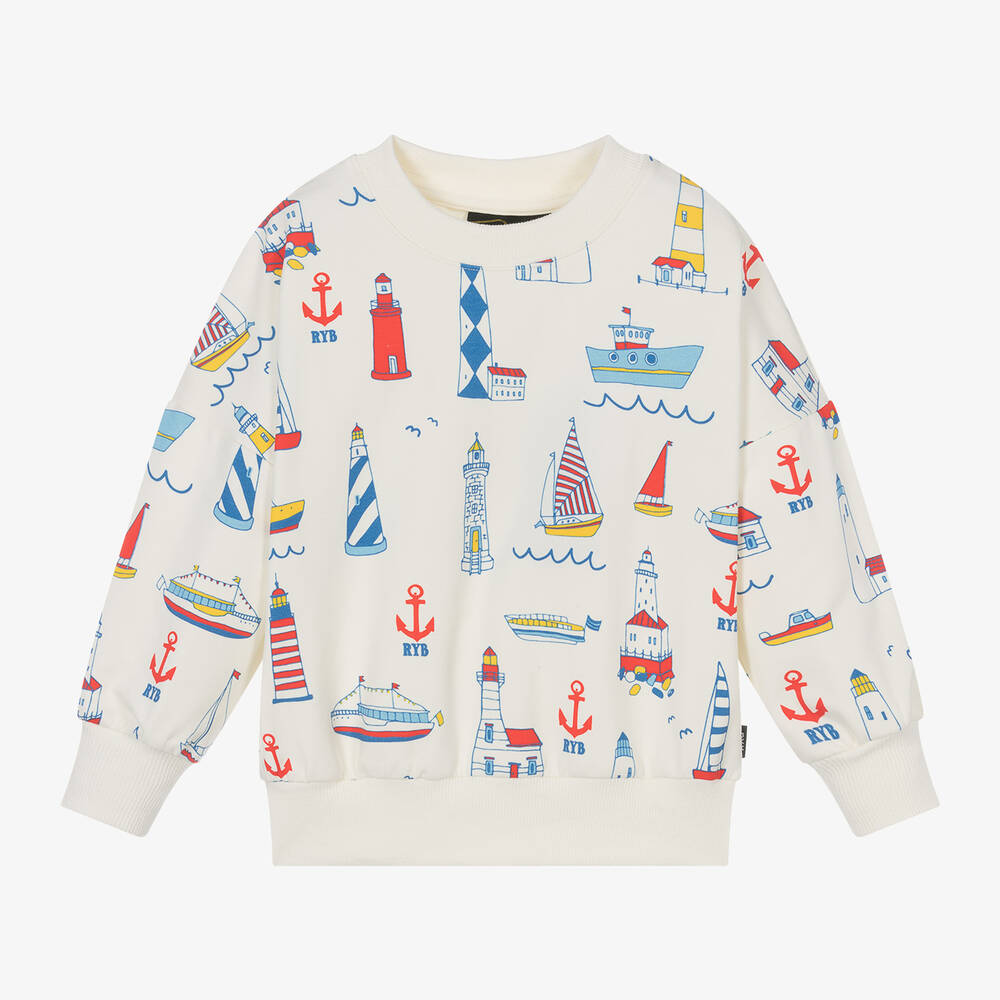 Shop Rock Your Baby Ivory Cotton Nautical Print Sweatshirt