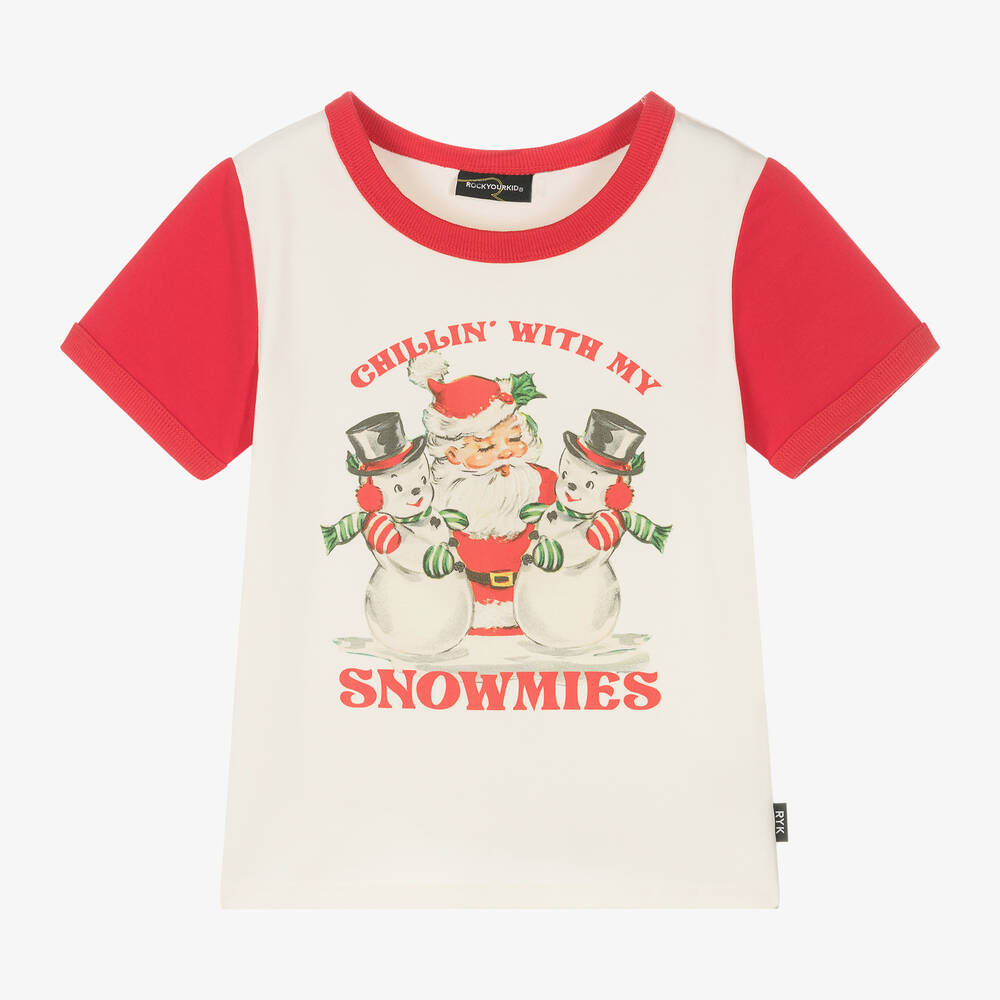 Rock Your Baby - Ivory Festive Cotton T-Shirt | Childrensalon