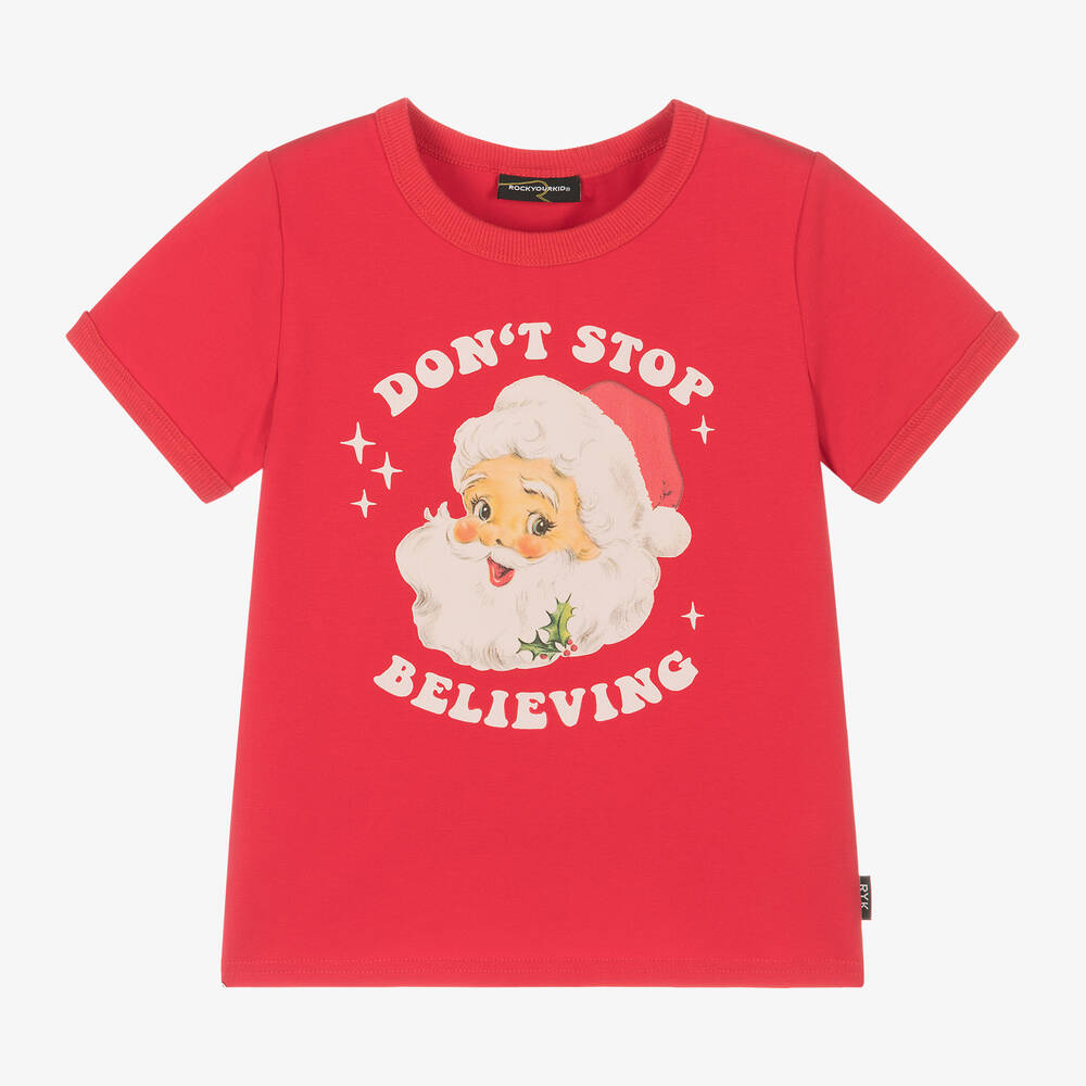 Rock Your Baby - Red Festive Cotton T-Shirt | Childrensalon