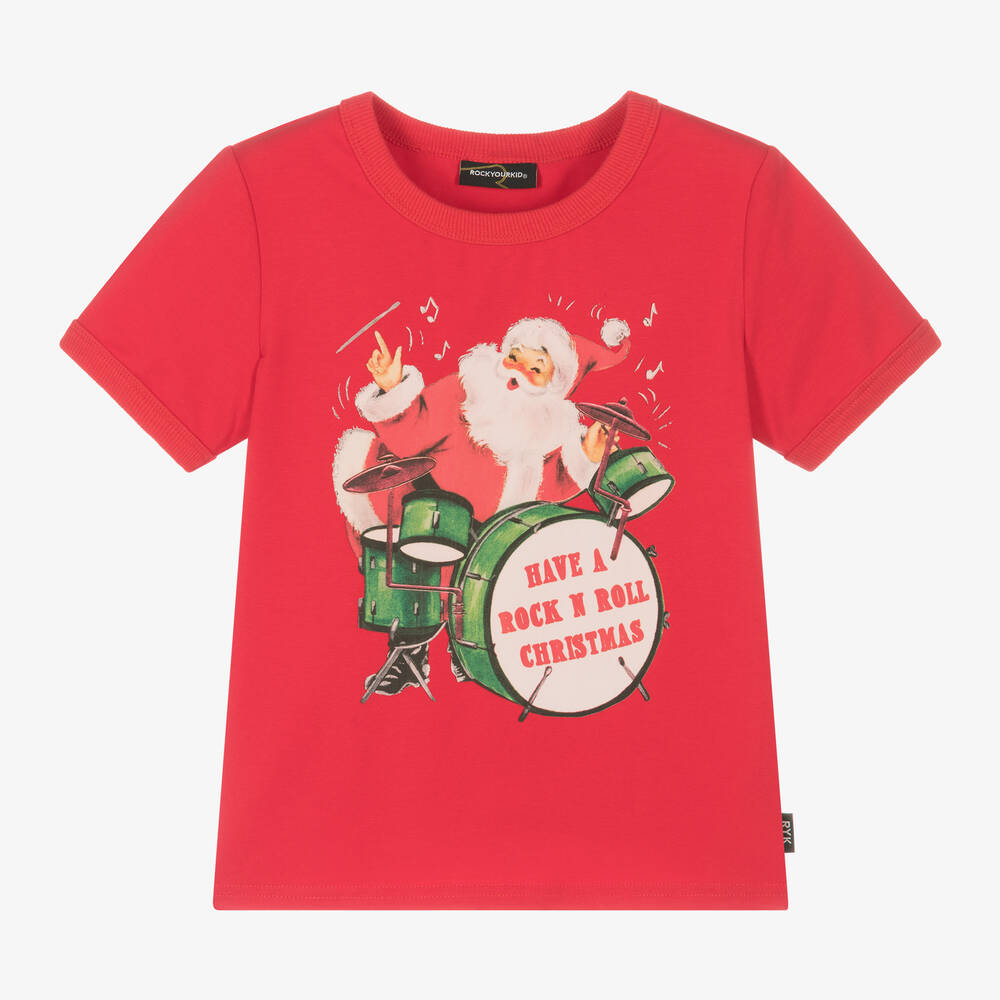 Rock Your Baby - Red Festive Cotton T-Shirt | Childrensalon