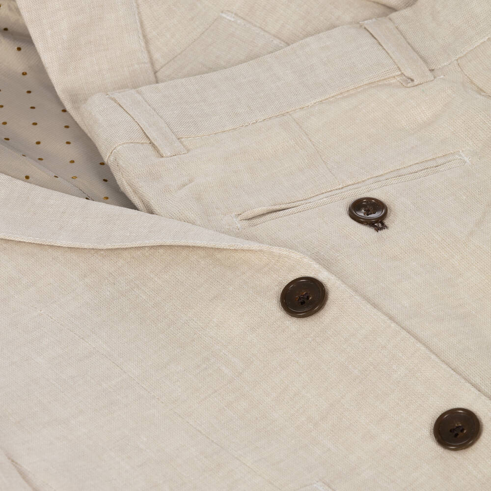 Romano - Boys Beige Linen & Cotton Suit | Childrensalon