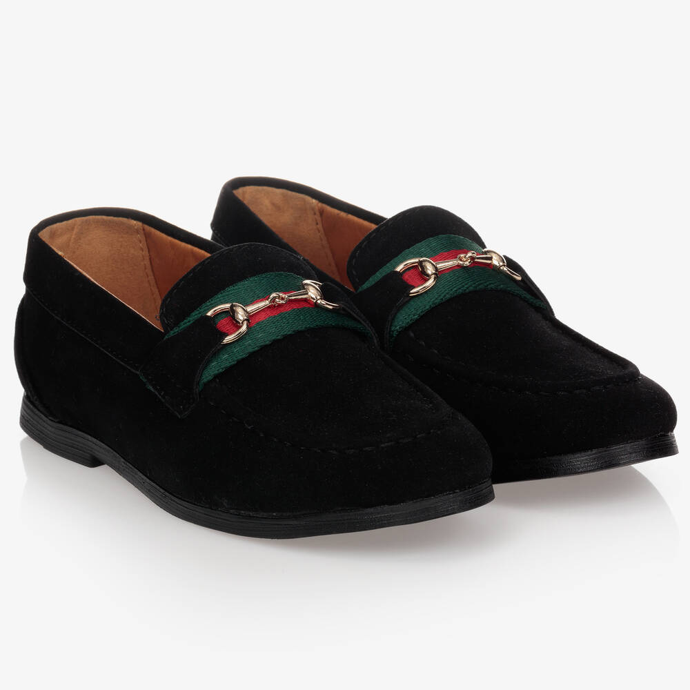 Romano - حذاء لوفر شامواه صناعي لون أسود للأولاد | Childrensalon