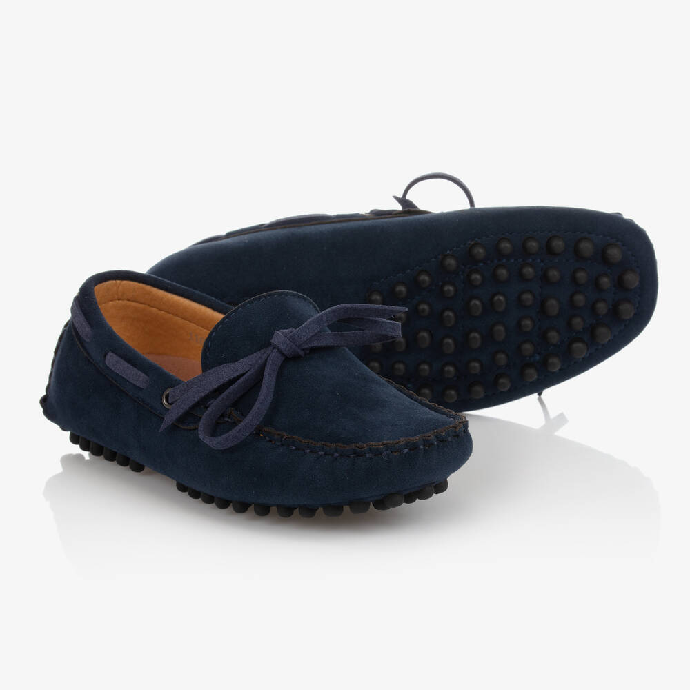 Romano - حذاء موكاسين جلد شامواه صناعي لون كحلي للأولاد | Childrensalon