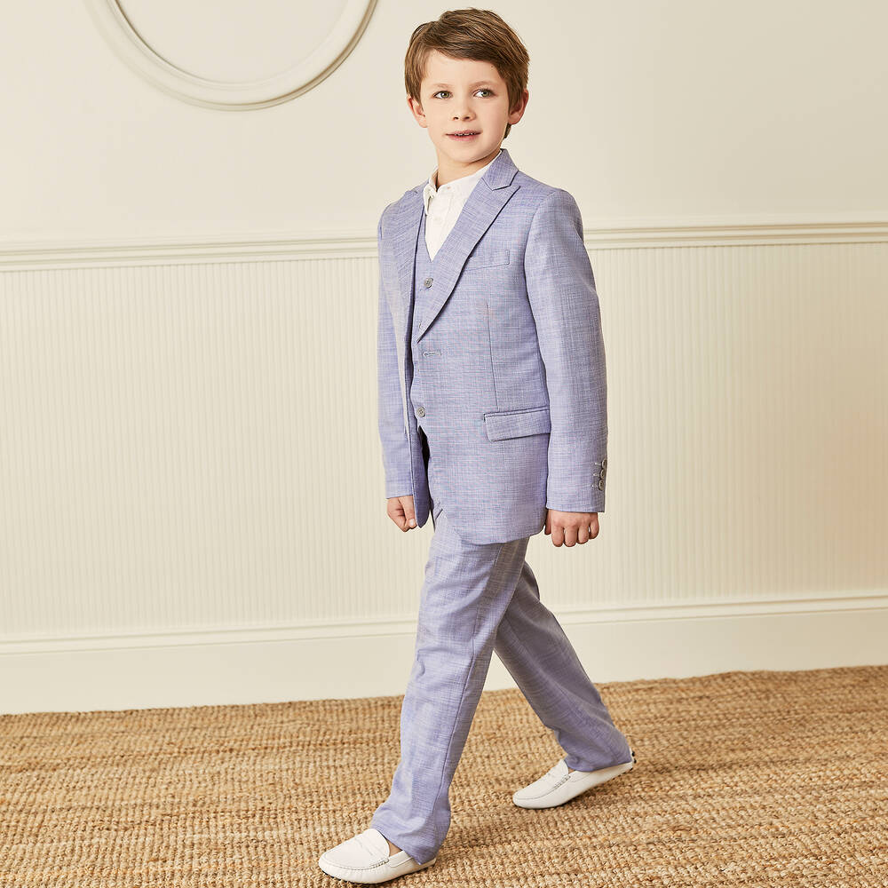 Romano-Boys Blue Twill Suit | Childrensalon