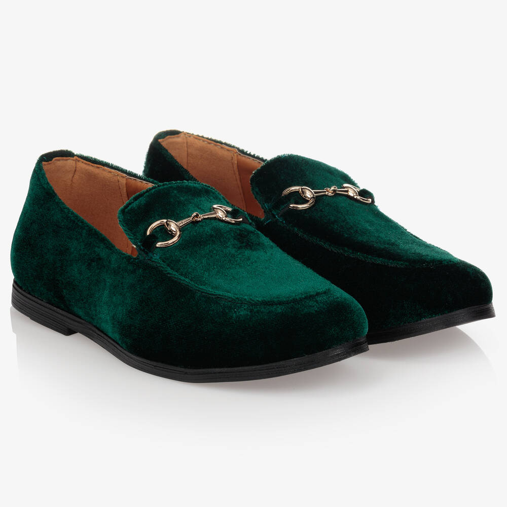 Romano - حذاء لوفر مخمل لون أخضر للأولاد | Childrensalon