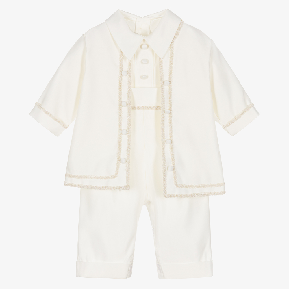 Romano Vianni - طقم بدلة أوفرول رومبر وجاكيت لون عاجي للمواليد | Childrensalon
