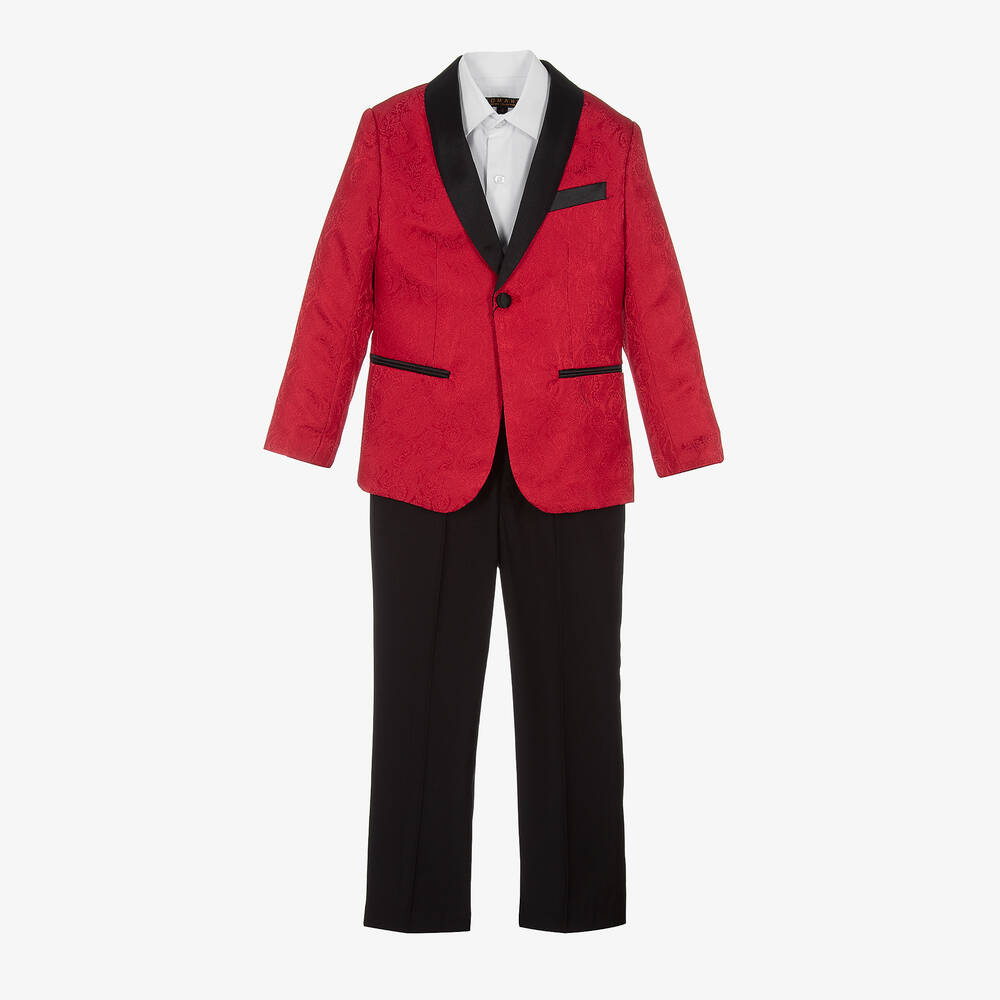 Romano - Paisley-Jacquard-Anzug rot/schwarz | Childrensalon