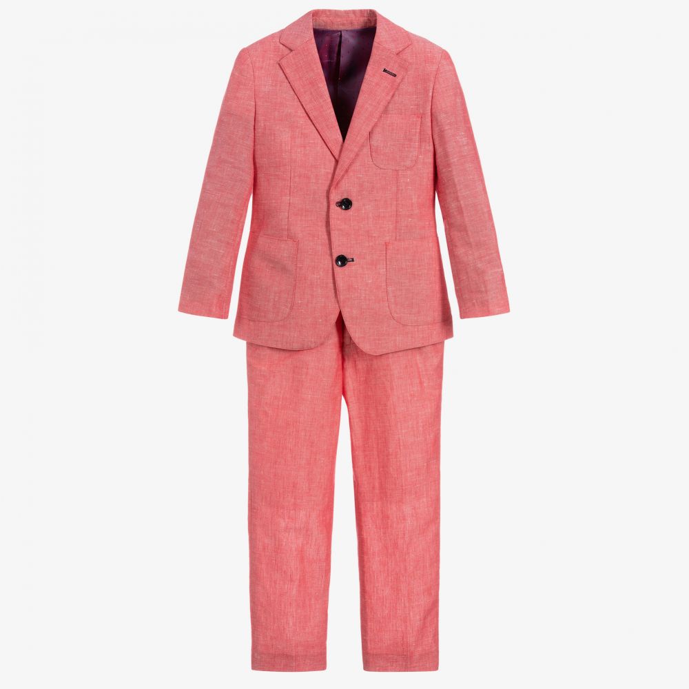 Romano - Boys Red Linen Suit | Childrensalon
