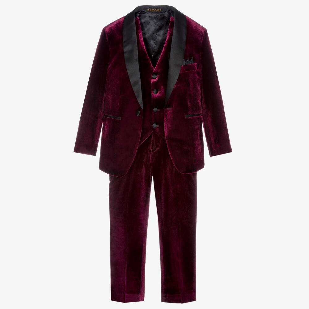 Romano - Boys Red Velvet Suit | Childrensalon