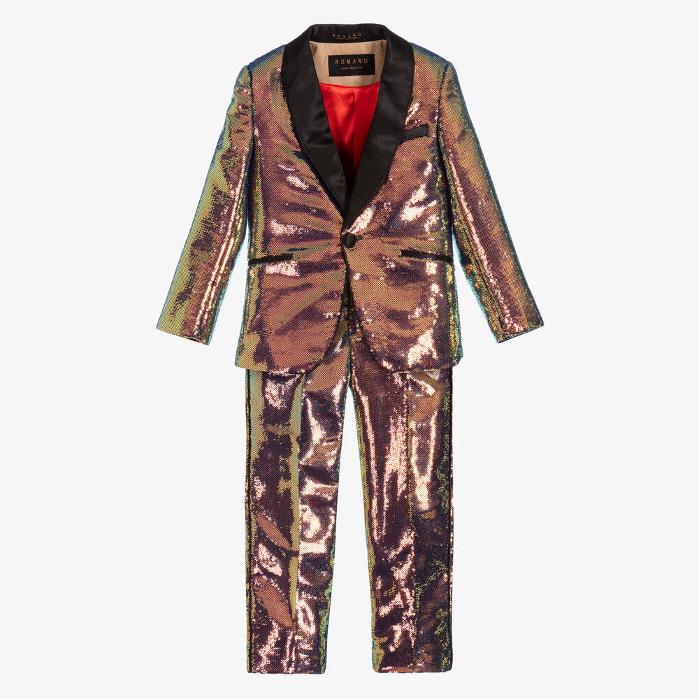Romano - Rotgoldener 2-teiliger Anzug mit Pailletten | Childrensalon