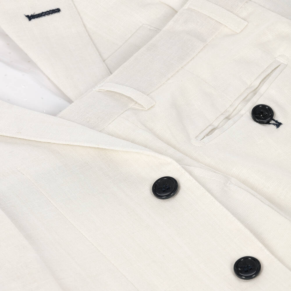 Romano - Boys White Linen & Cotton Suit | Childrensalon