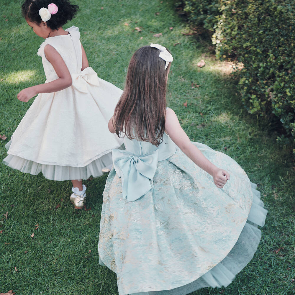 Romano-Золотисто-голубое платье из парчи  | Childrensalon