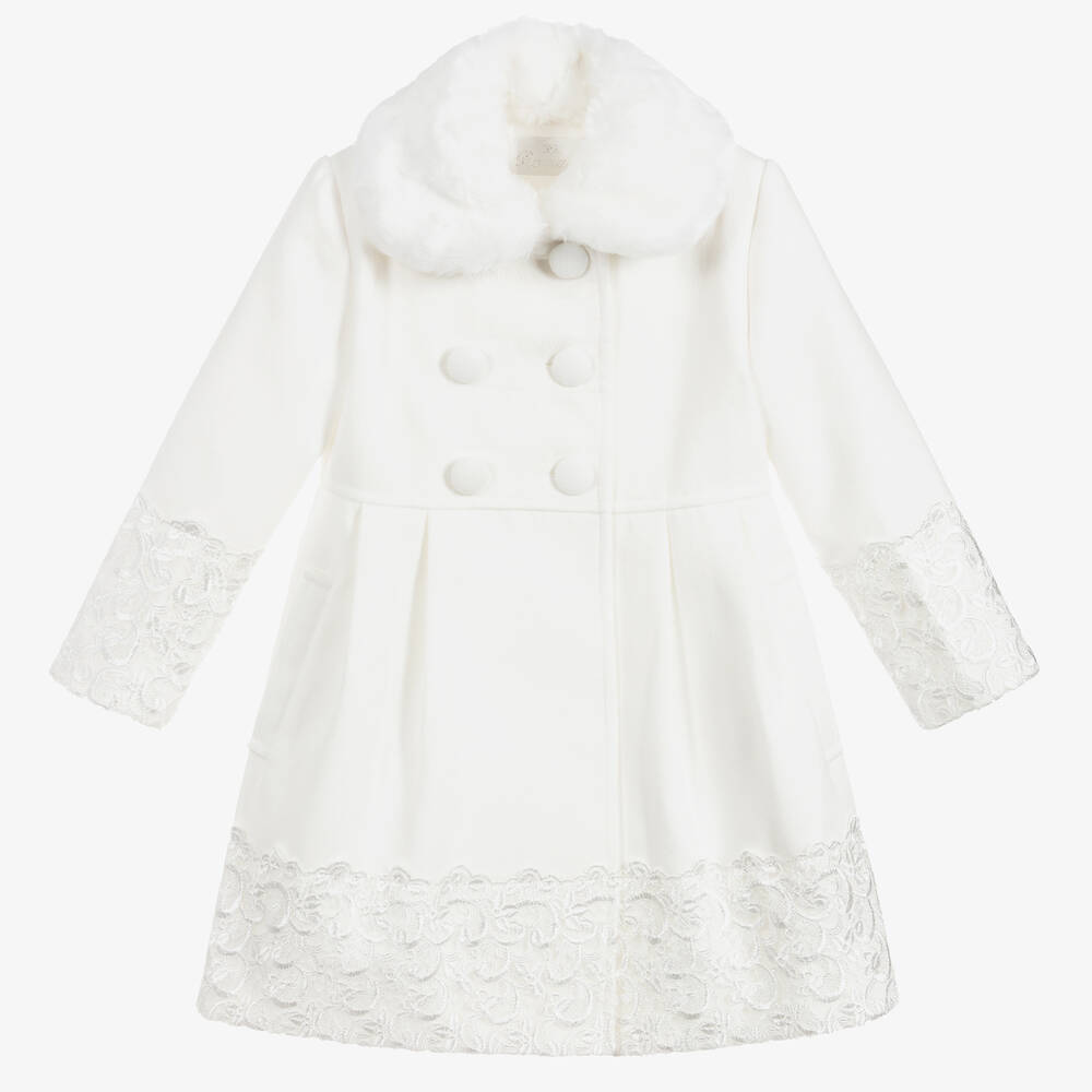 Romano - Кремовое фетровое пальто для девочек  | Childrensalon