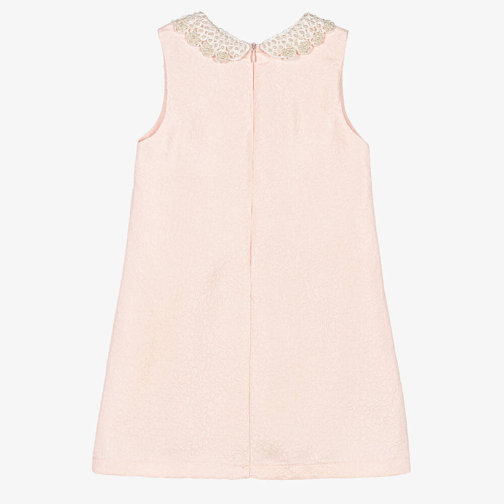 Romano - Girls Pink Pearl Collar Dress | Childrensalon