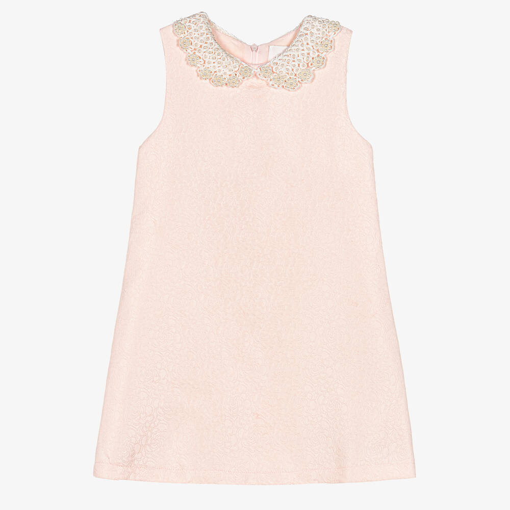 Romano Princess - Girls Pink Pearl Collar Dress | Childrensalon