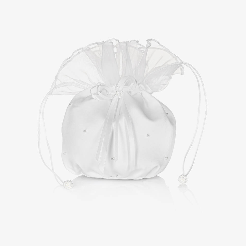 Romano - حقيبة ساتان لون أبيض للبنات (13 سم) | Childrensalon