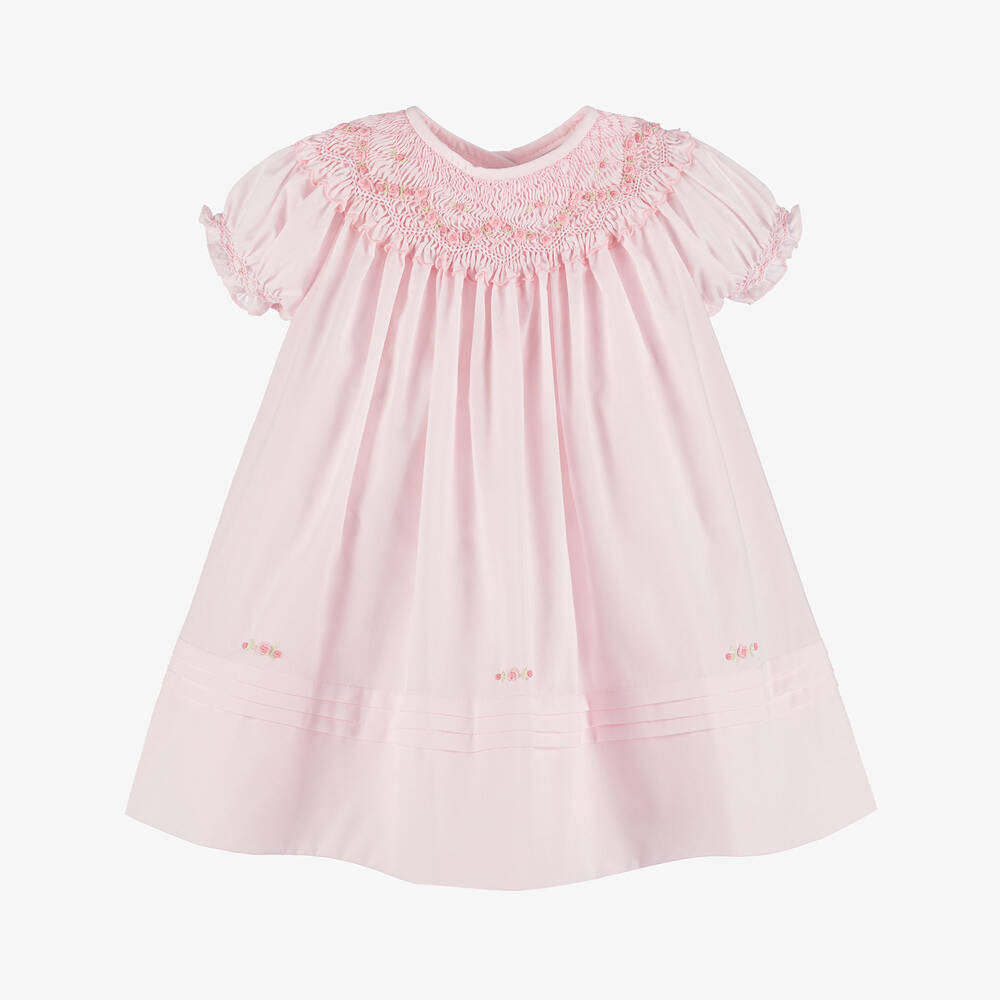 Sarah Louise - Baby Girls Pink Hand-Smocked Dress | Childrensalon