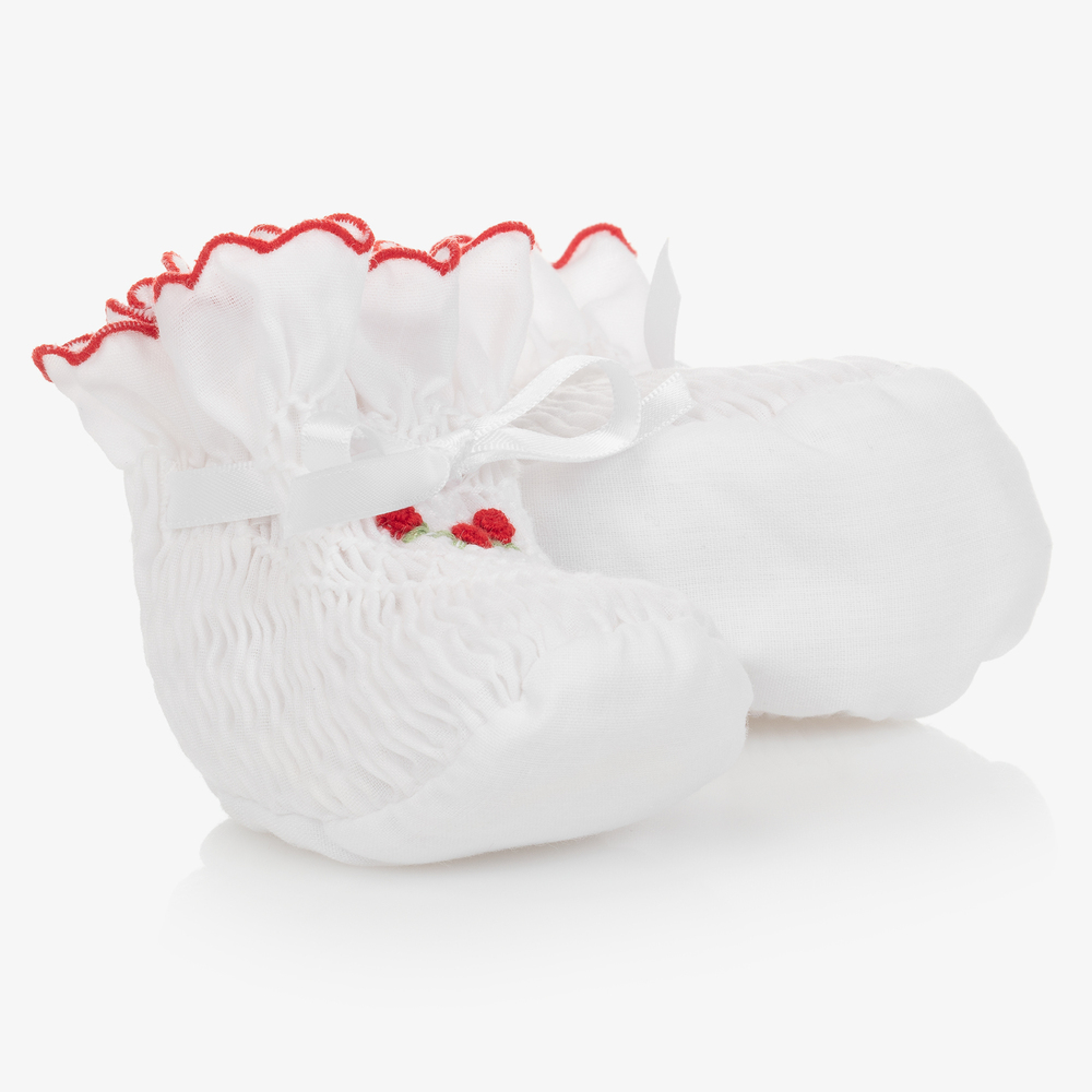 Sarah Louise - Babyschuhe in Weiß und Rot (M) | Childrensalon