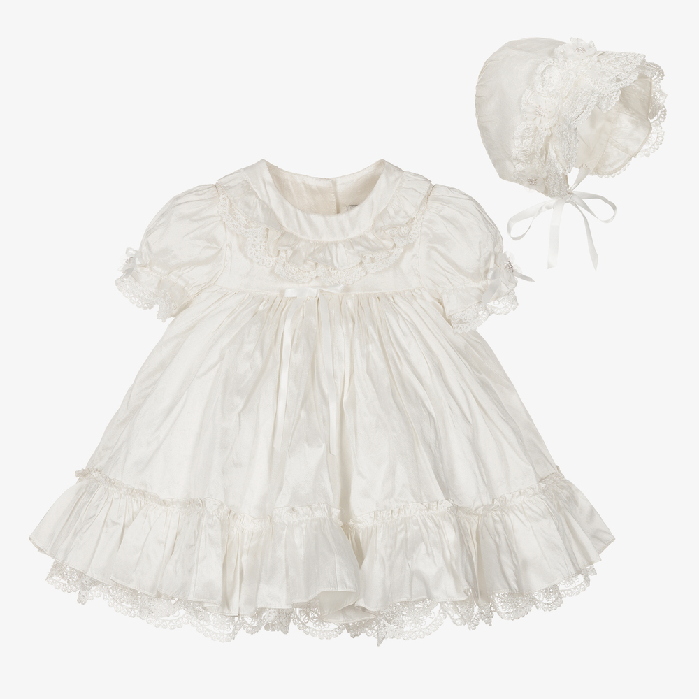 Sarah Louise - Baby Ivory Silk Dress Set | Childrensalon