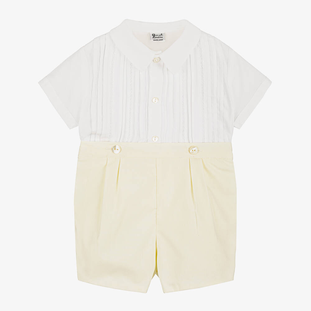 Sarah Louise - Boys White & Yellow Buster Suit | Childrensalon