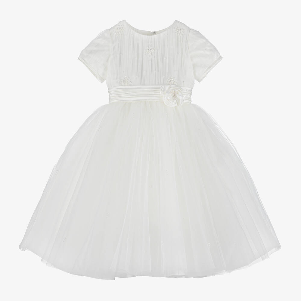 Sarah Louise - Girls Ivory Beaded Tulle Dress | Childrensalon