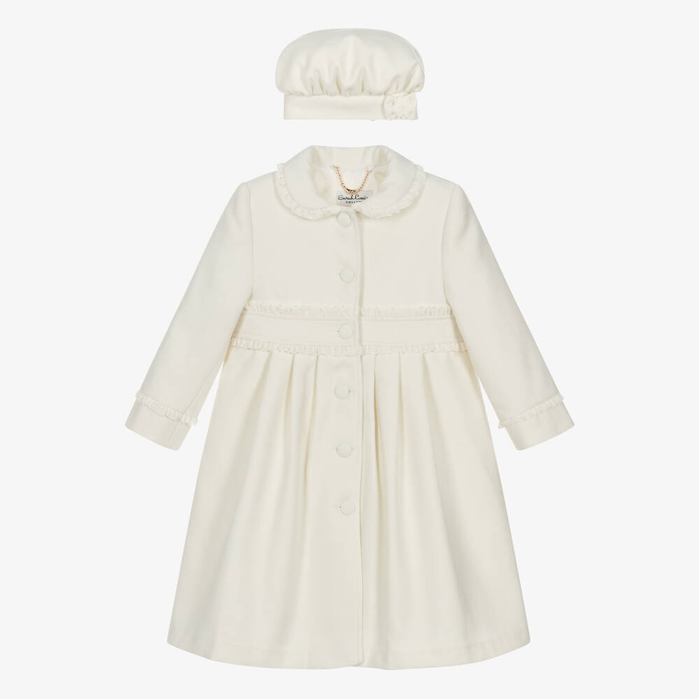 Sarah Louise - Кремовое пальто и шапка для девочек | Childrensalon