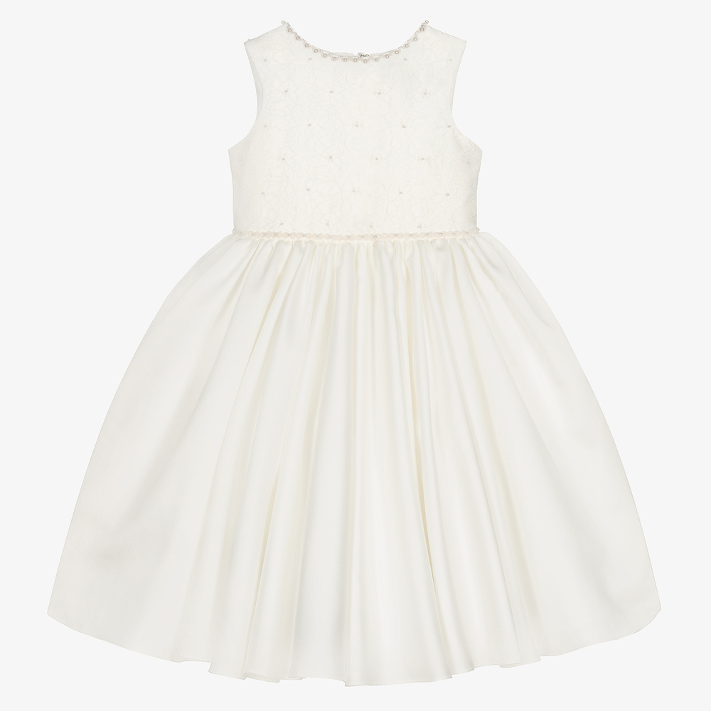 Sarah Louise - Girls Ivory Lace & Satin Dress | Childrensalon