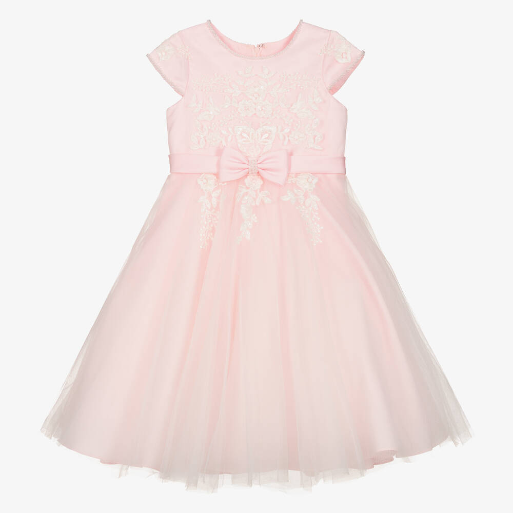 Sarah Louise - Girls Pink Lace Tulle Dress | Childrensalon