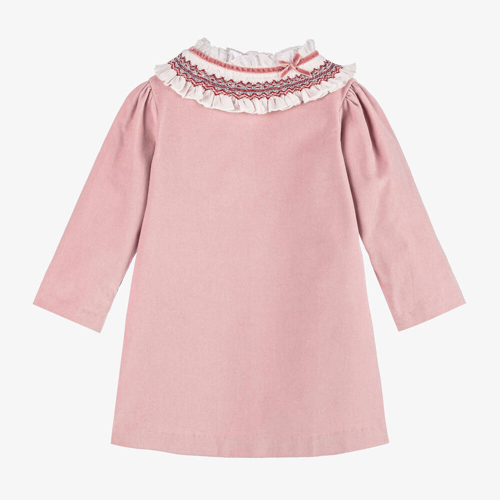 Sarah Louise - Girls Pink Velvet Smocked Dress | Childrensalon