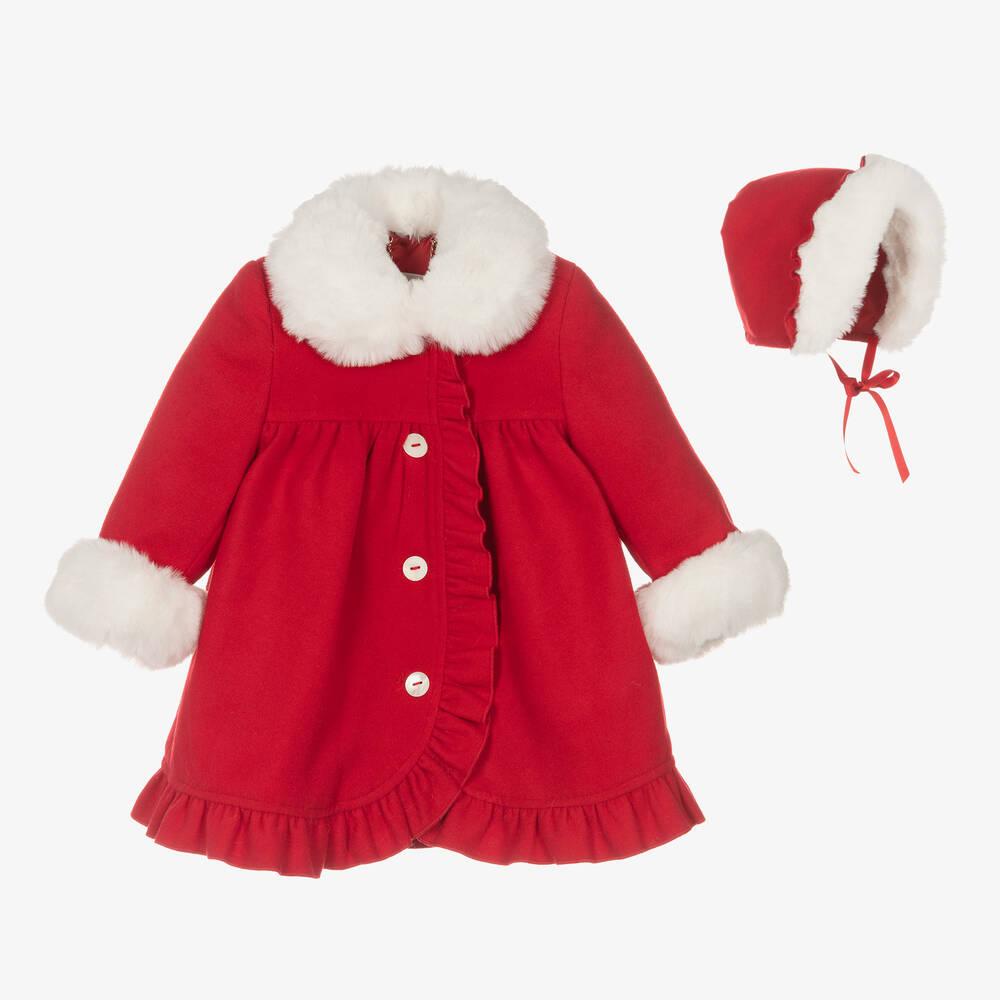 Sarah Louise - Set rojo con abrigo y gorro niña | Childrensalon