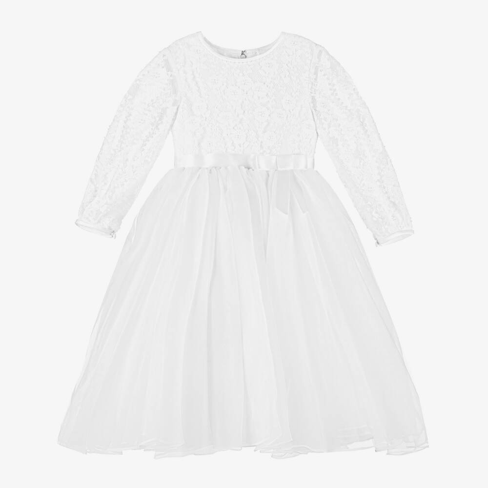 Sarah Louise - Girls White Organza Dress | Childrensalon