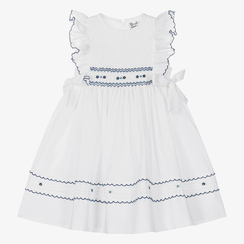Shop Sarah Louise Girls White Smocked Dress
