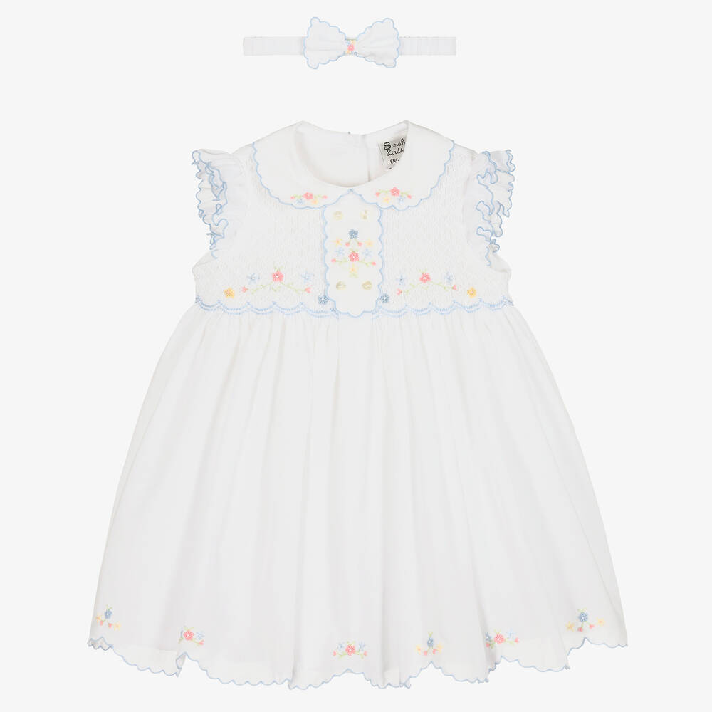 Sarah Louise - Girls White Smocked Dress Set | Childrensalon
