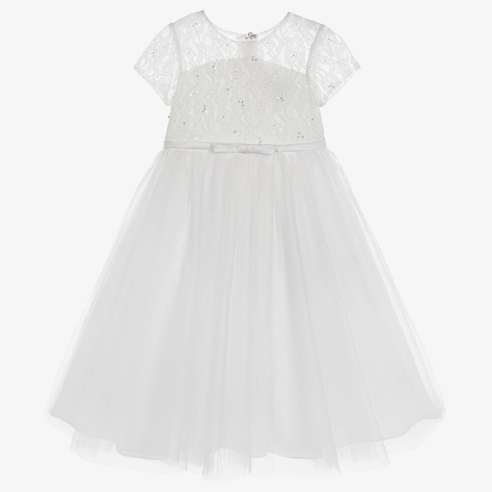 Sarah Louise - Girls White Tulle Dress | Childrensalon