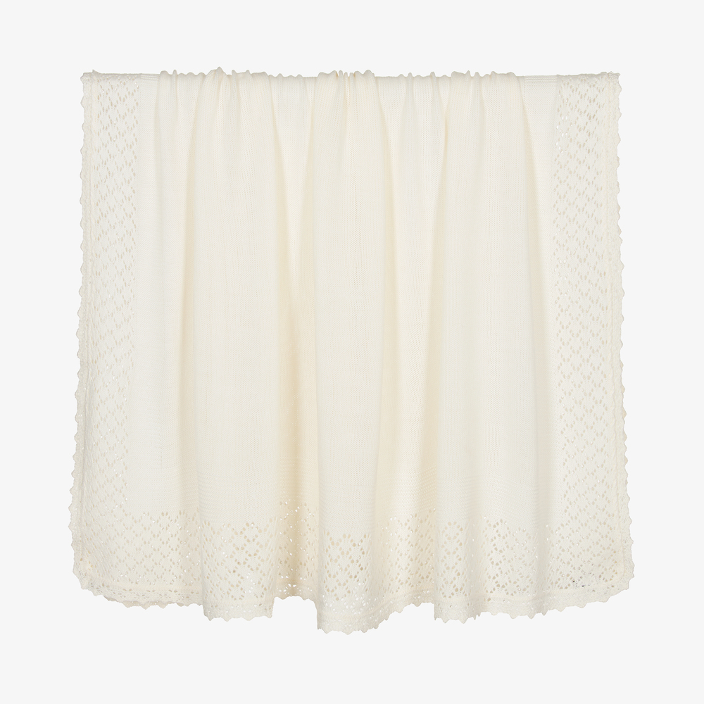 Sarah Louise - Ivory Knitted Blanket (124cm) | Childrensalon