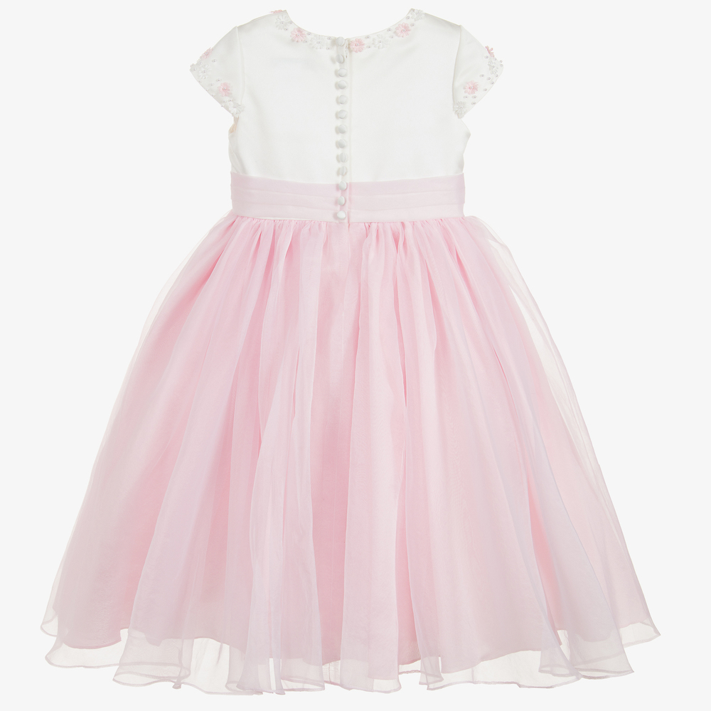 Sarah Louise - Pink Organza & Satin Dress | Childrensalon