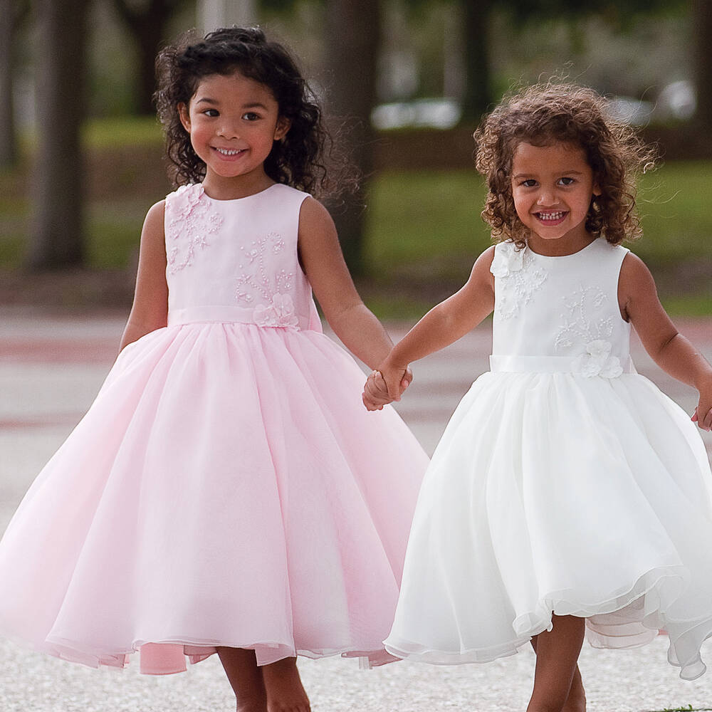 Sarah Louise - Pink Tulle Beaded Occasion Dress | Childrensalon