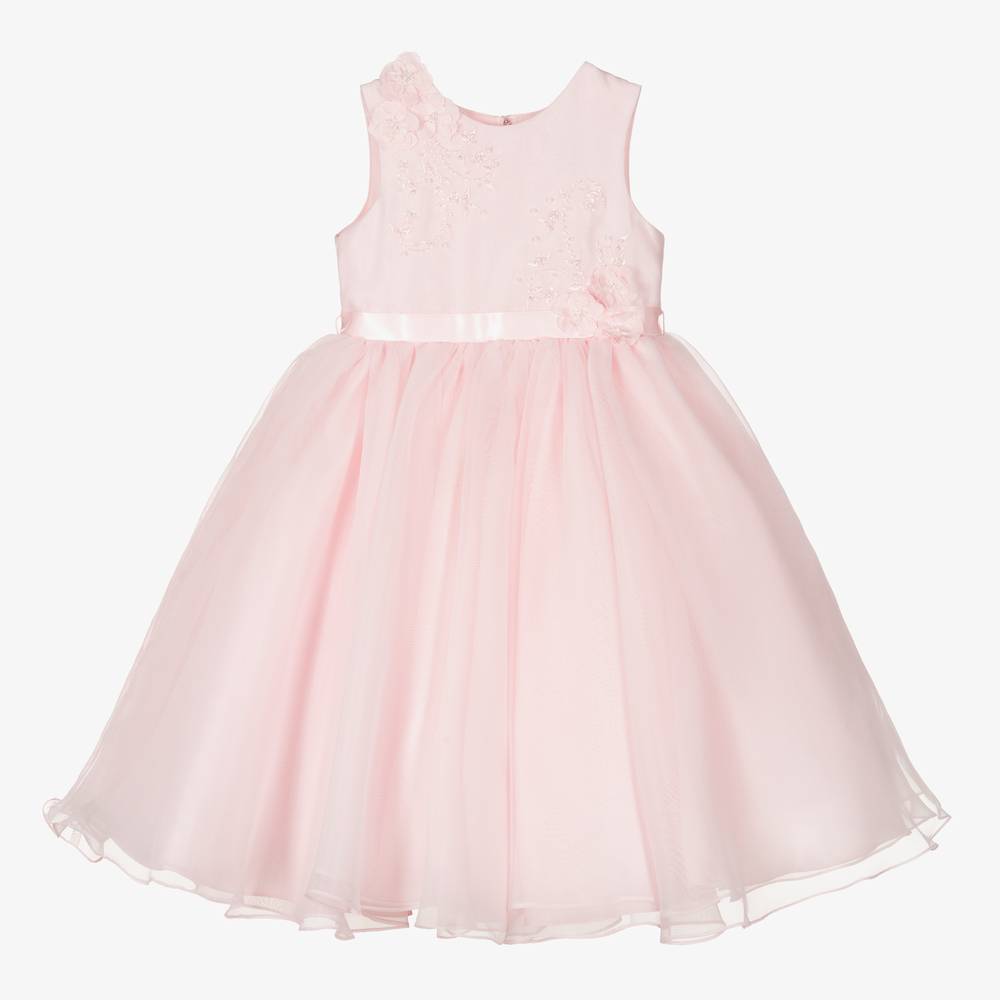 Sarah Louise - Pink Tulle Beaded Occasion Dress | Childrensalon