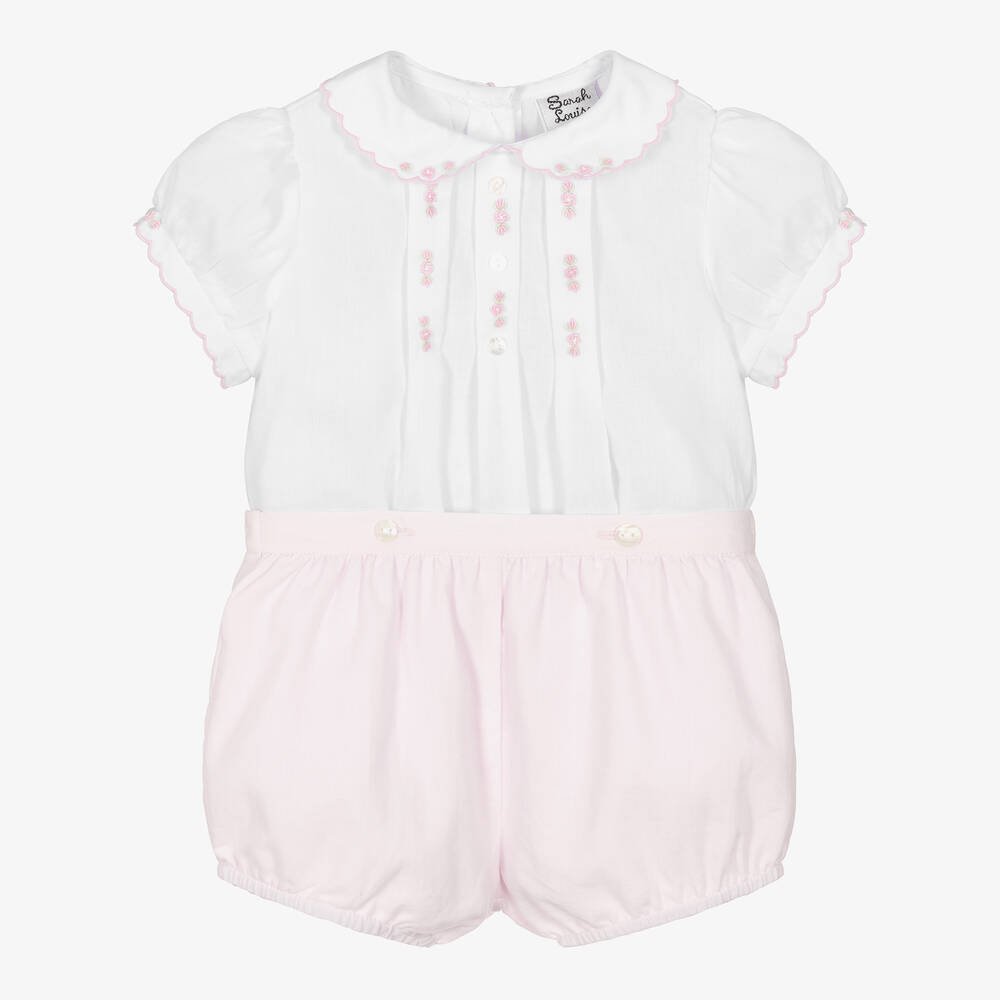 Sarah Louise - Combi-shirt rose et blanche | Childrensalon