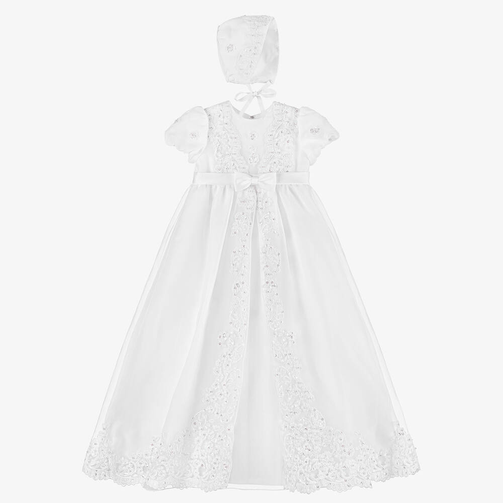 Sarah Louise - Крестильное платье и чепец белого цвета | Childrensalon