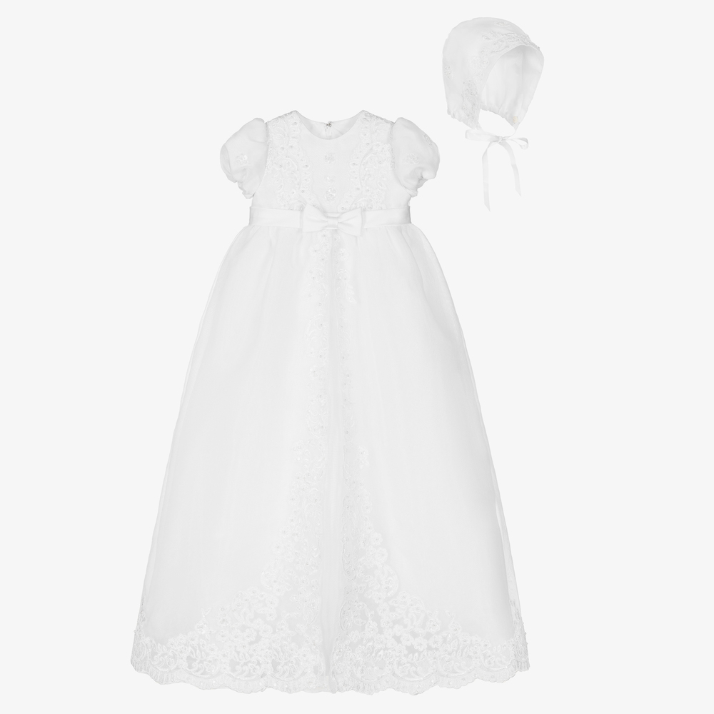 Sarah Louise - Крестильное платье и чепец белого цвета | Childrensalon