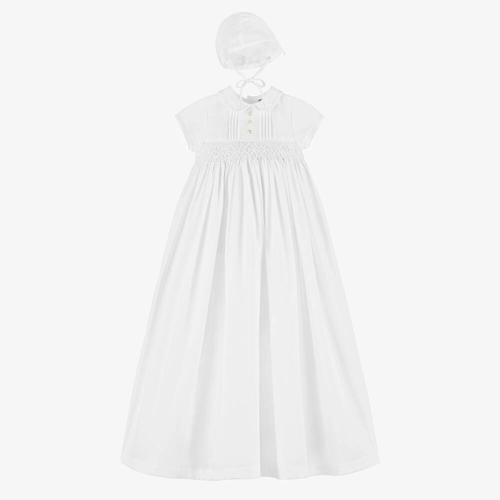 Sarah Louise - Комплект из белого церемониального платья и капора | Childrensalon