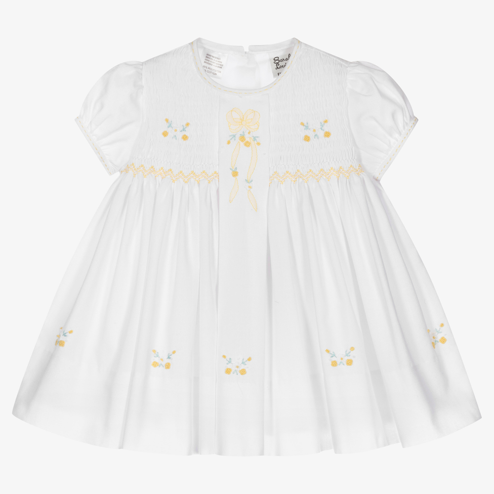 Sarah Louise - White Hand-Smocked Baby Dress | Childrensalon