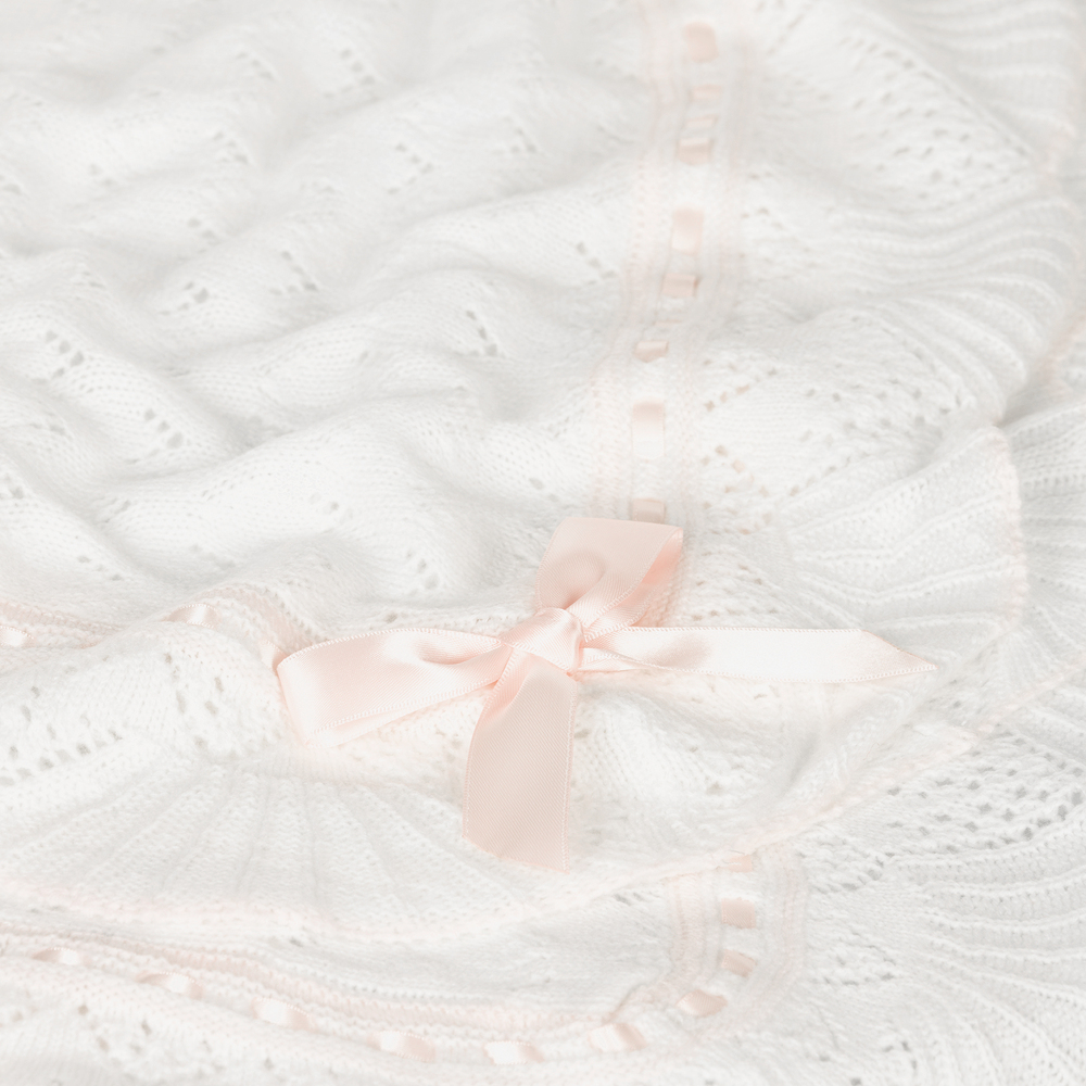 Sarah Louise - White Knitted Shawl (120cm) | Childrensalon