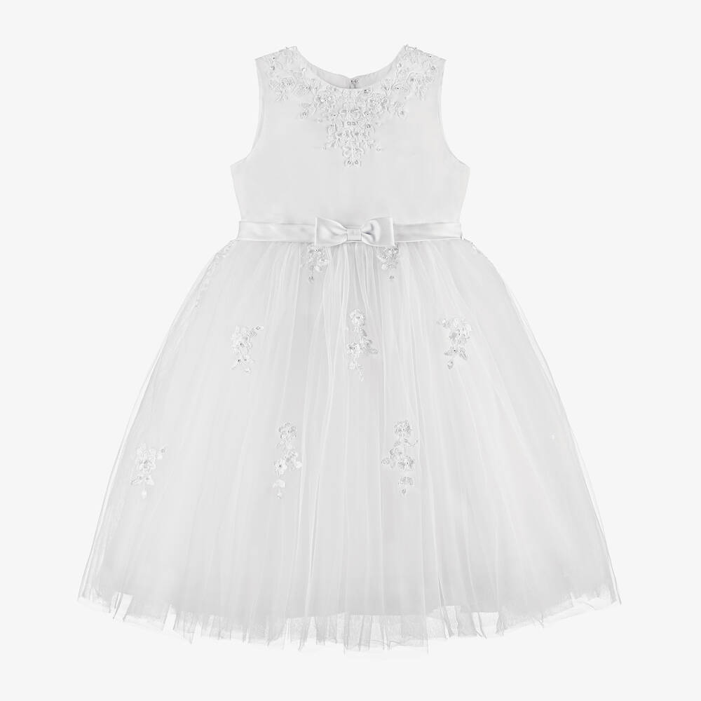 Sarah Louise - White Sleeveless Tulle Dress | Childrensalon