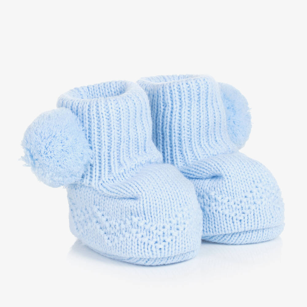 Sätila of Sweden - Blue Belle Pom-Pom Baby Booties | Childrensalon