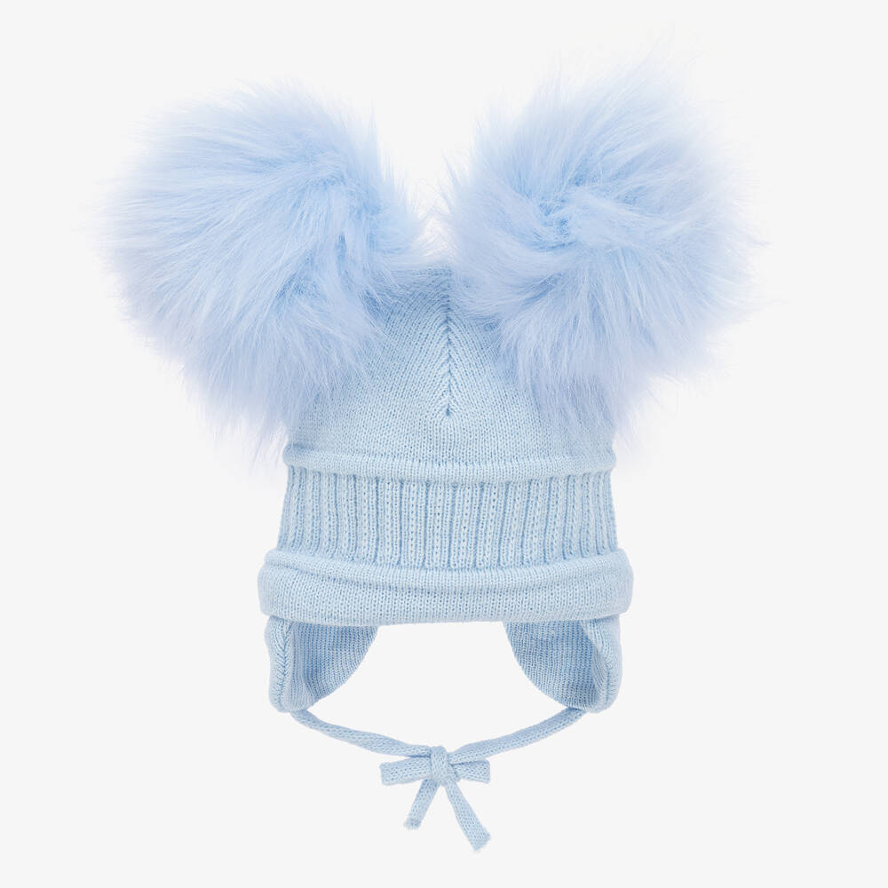 Sätila of Sweden - Blue Tindra Double Pom-Pom Hat | Childrensalon