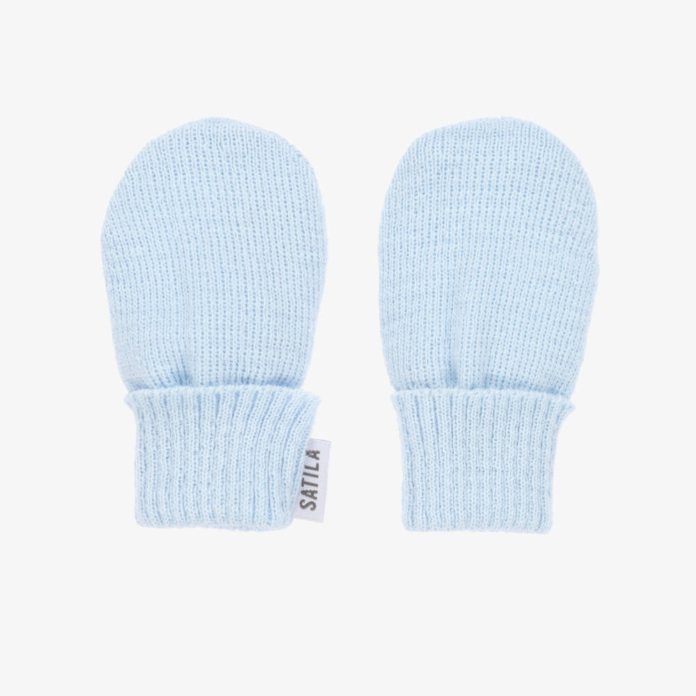 Sätila of Sweden - Blue Trixie Knitted Baby Mittens | Childrensalon